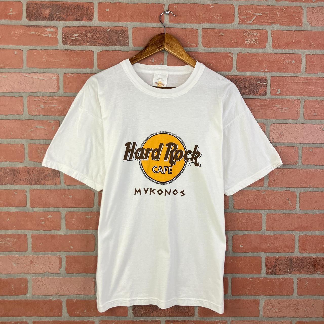 Vintage 90s Hard Rock Cafe Mykonos White Short... - Depop