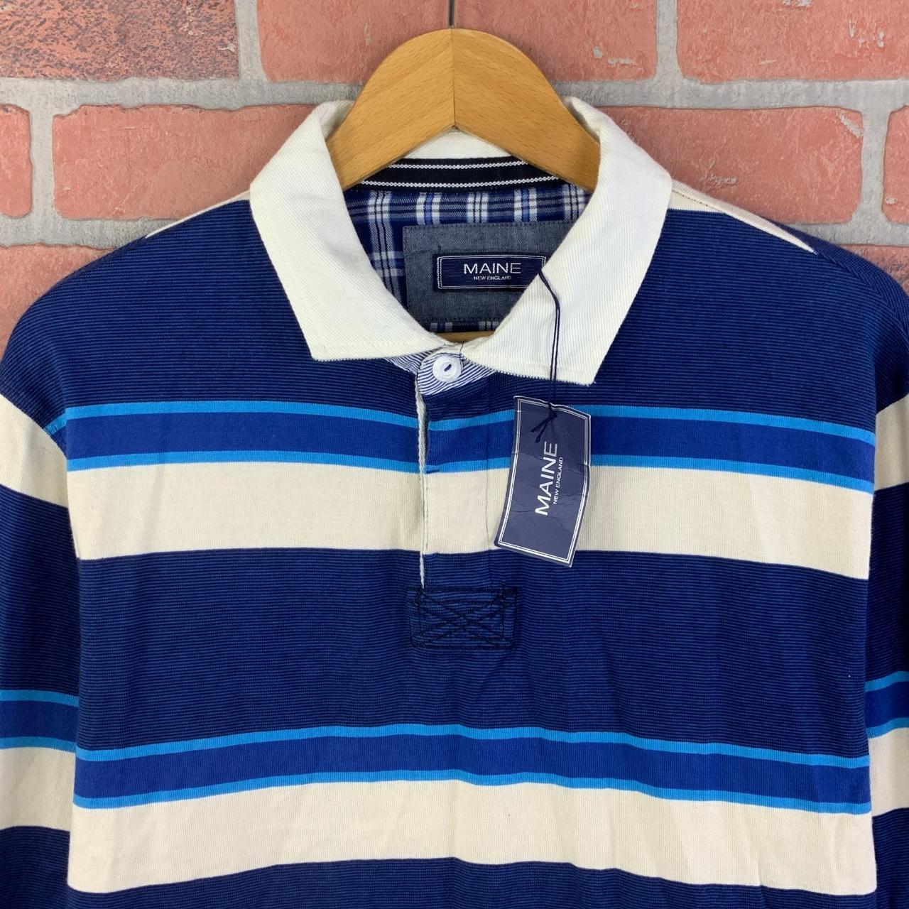 Maine Men's White and Blue Poloshirts Depop