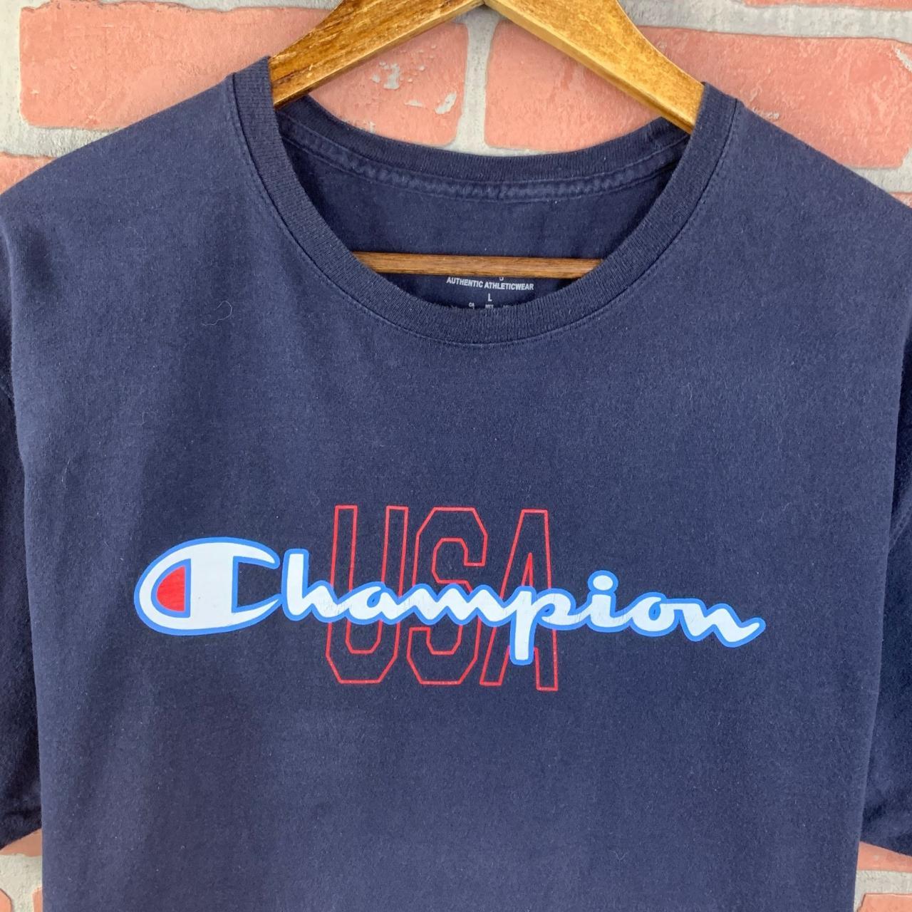 Champion Men's Navy T-shirt | Depop