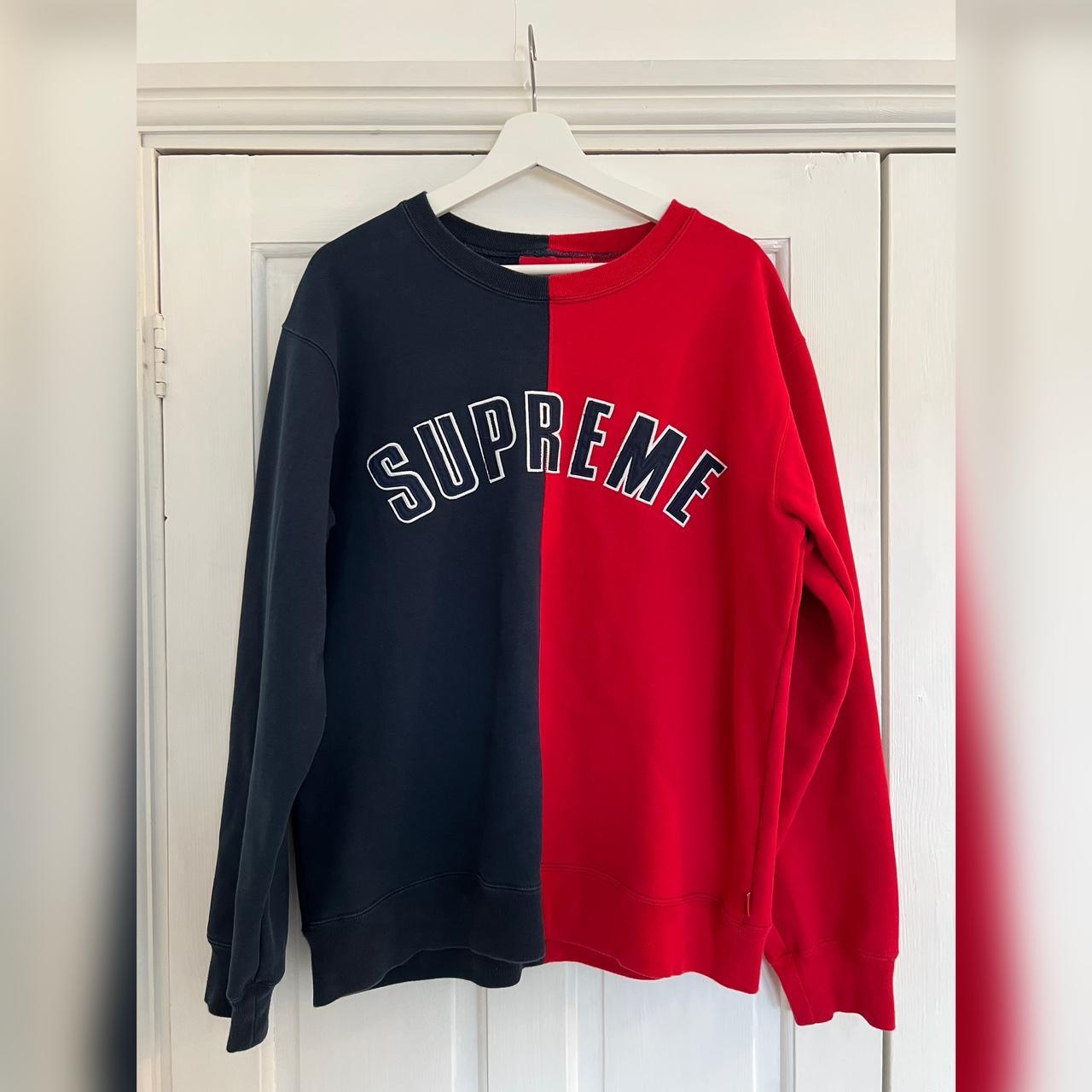 Supreme Split Crewneck Navy Red Size