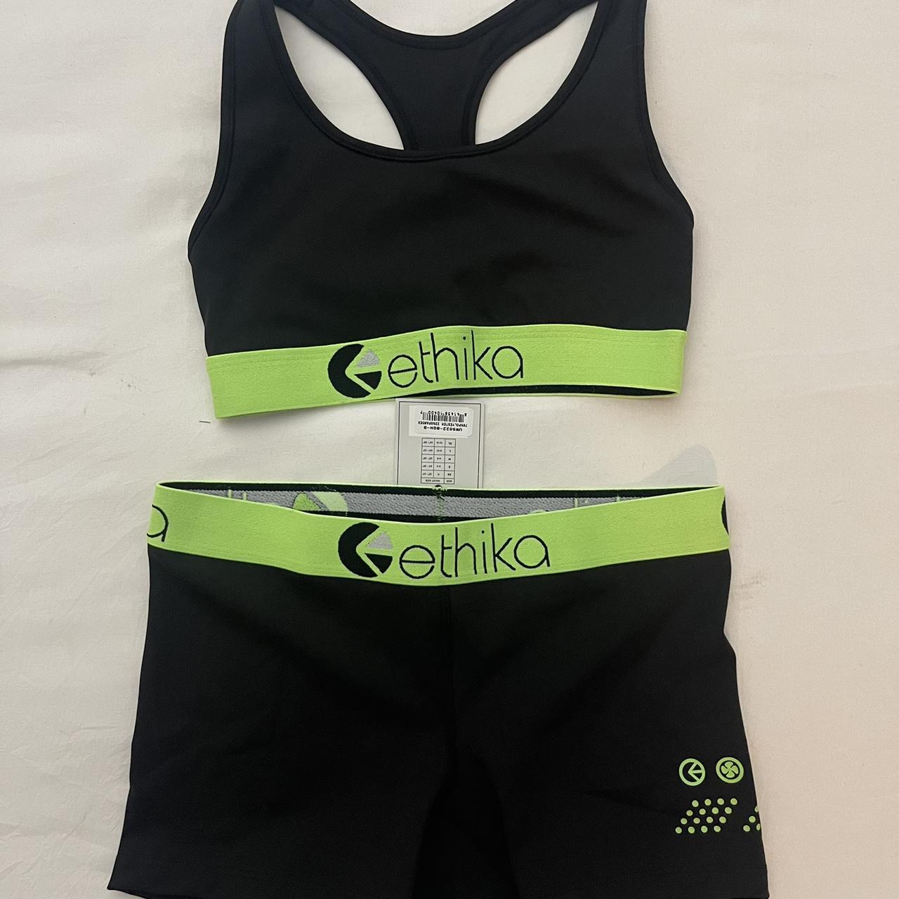 Ethika Women's Black and Green Shorts Depop