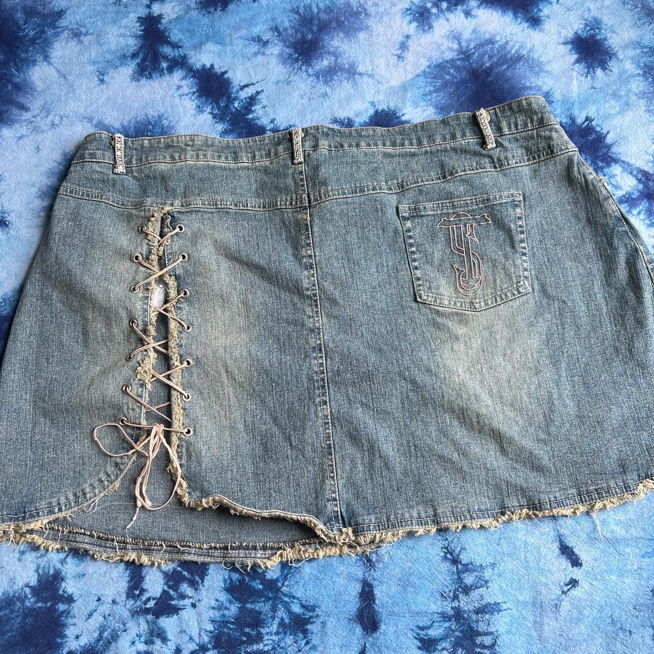 Y K Denim Mini Skirt Denim Lace Up Mini Skirt With Depop