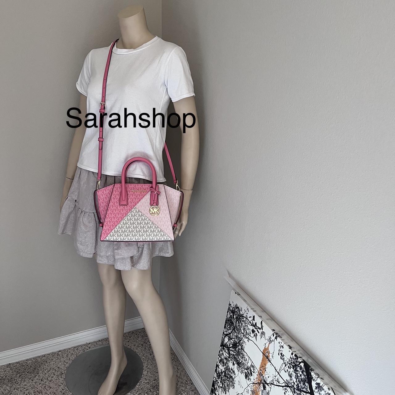 Michael Kors Women's Pink and White Bag | Depop