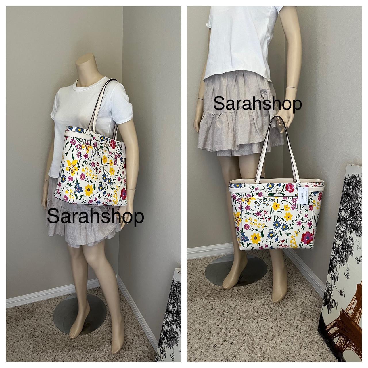 Kate Spade Staci Laptop Tote Shoulder Bag Garden Bouquet Floral Cream Multi