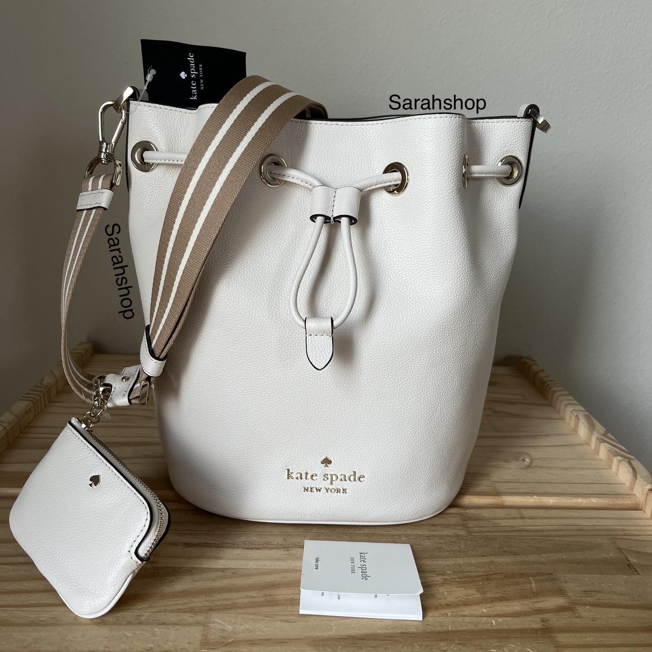 KATE SPADE Rosie bucket bag In Pebbled Leather Parchment White KA987 NEW