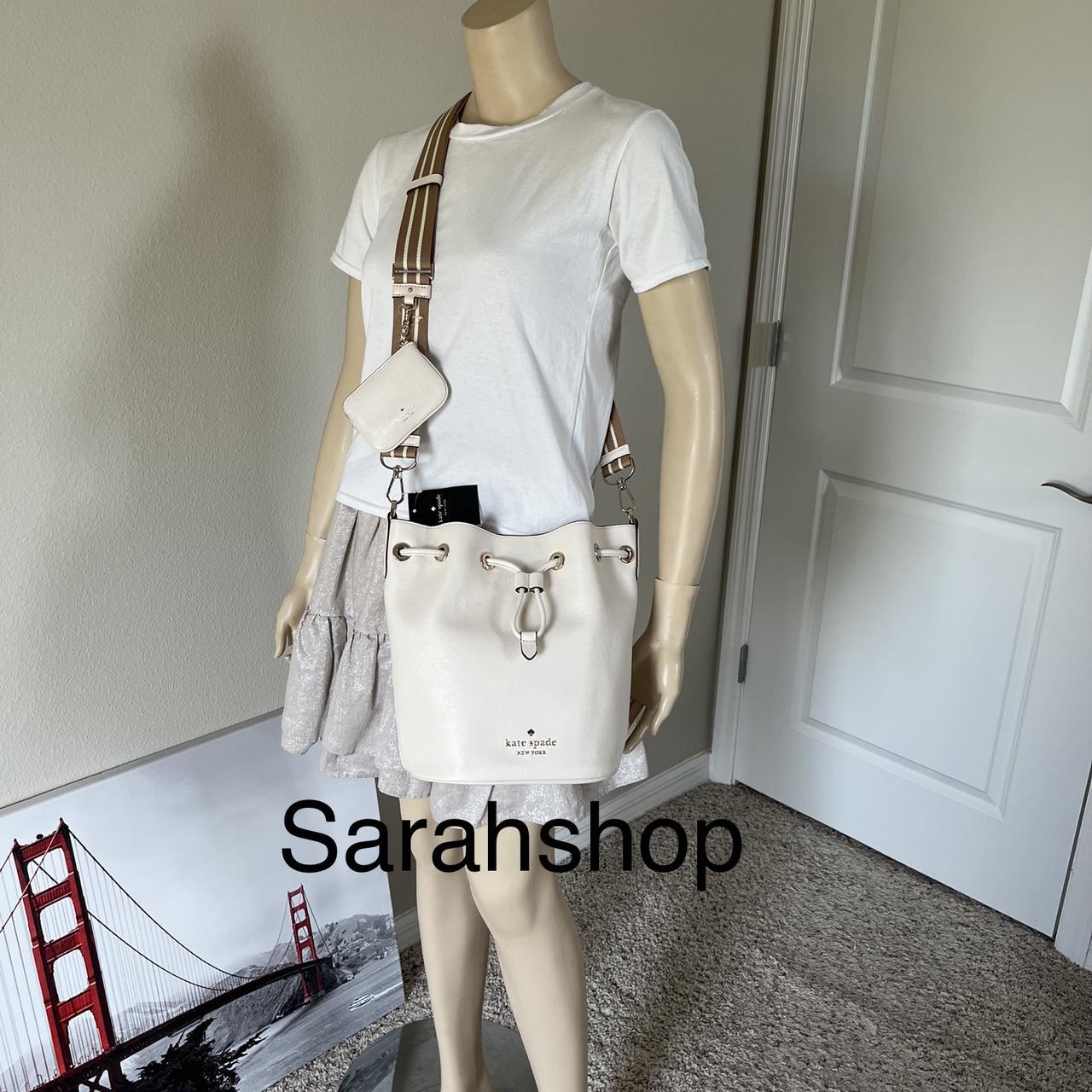 KATE SPADE Rosie bucket bag In Pebbled Leather Parchment White KA987 NEW