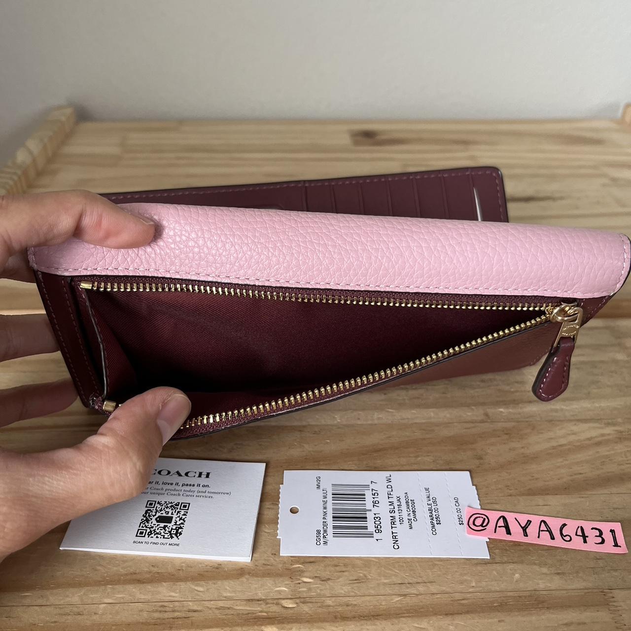 Coach Key Pouch Gold/True Pink Refined pebble - Depop