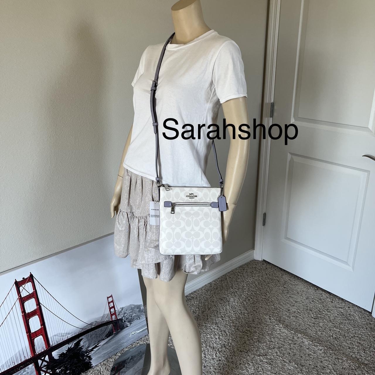 monogram coach rowan satchel purse with gold - Depop