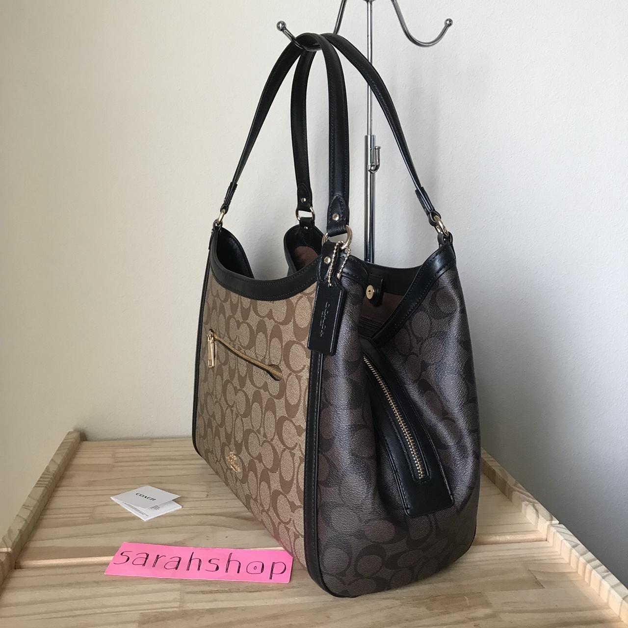 Buy the Coach Marlon Leather Hobo Signature Canvas Brown/Pink