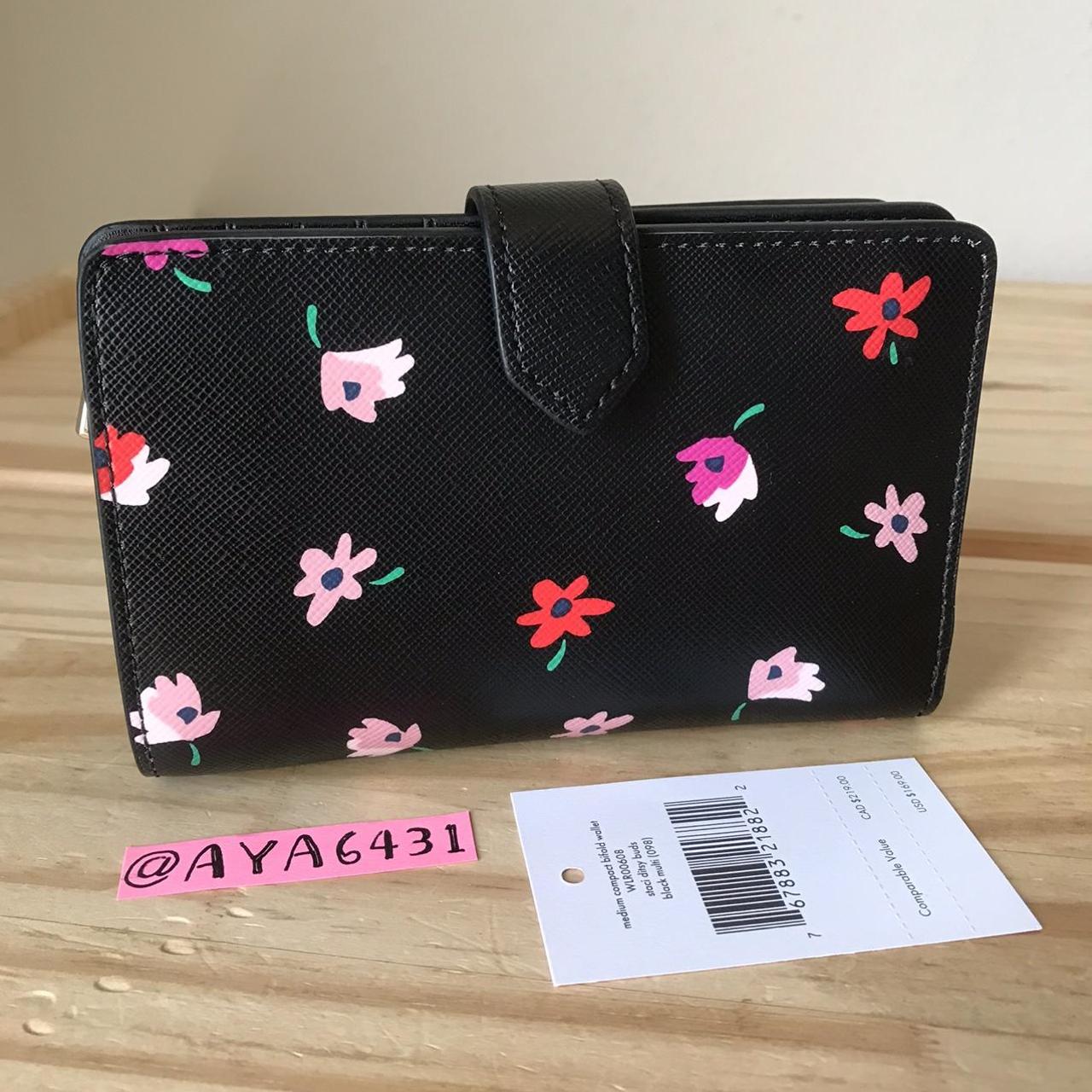 Ditsy Buds Multi Black shops Pink Staci Large Bifold Wallet Kate Spade