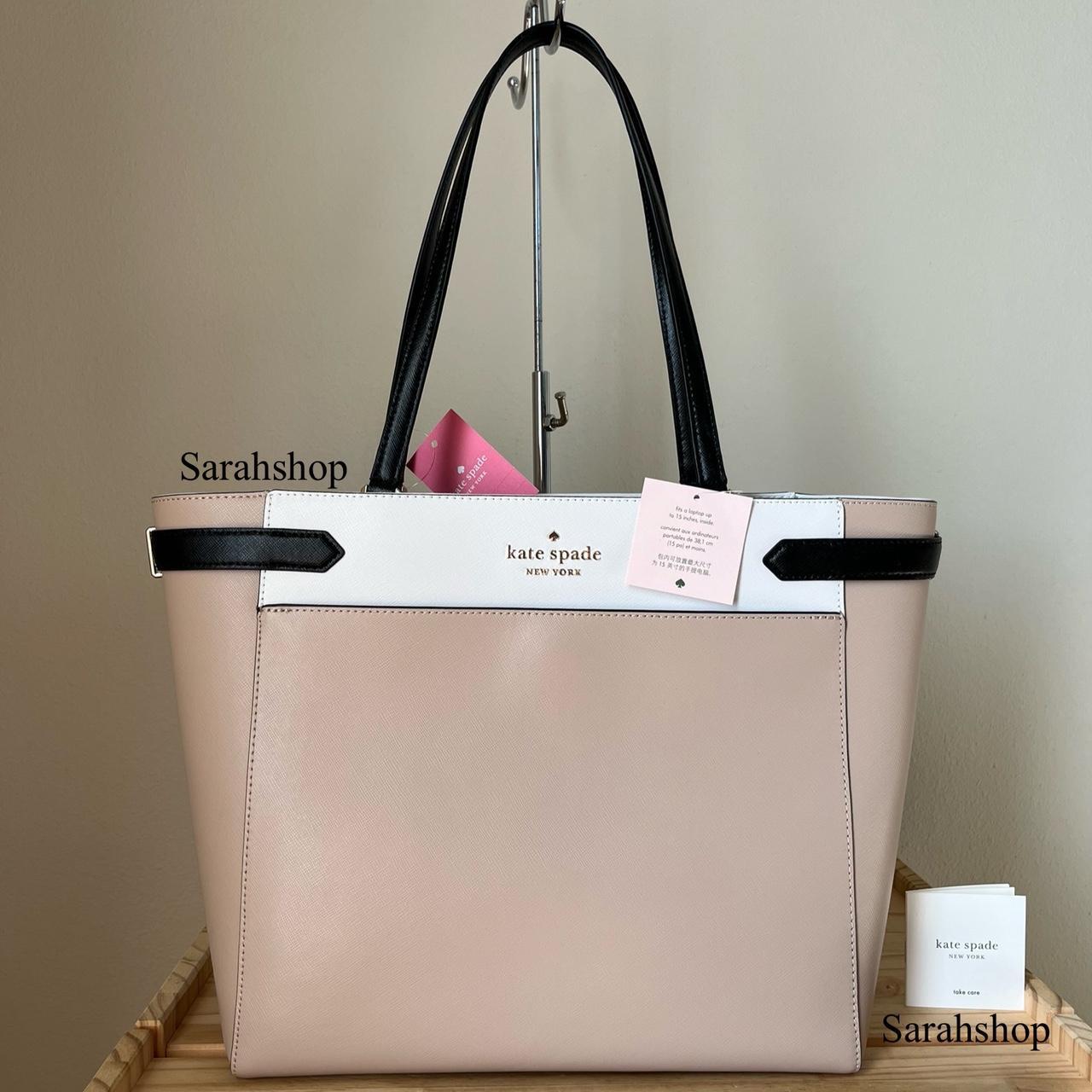 Kate Spade Tote Purse Laptop Bag light blush gold interior and offers hardware