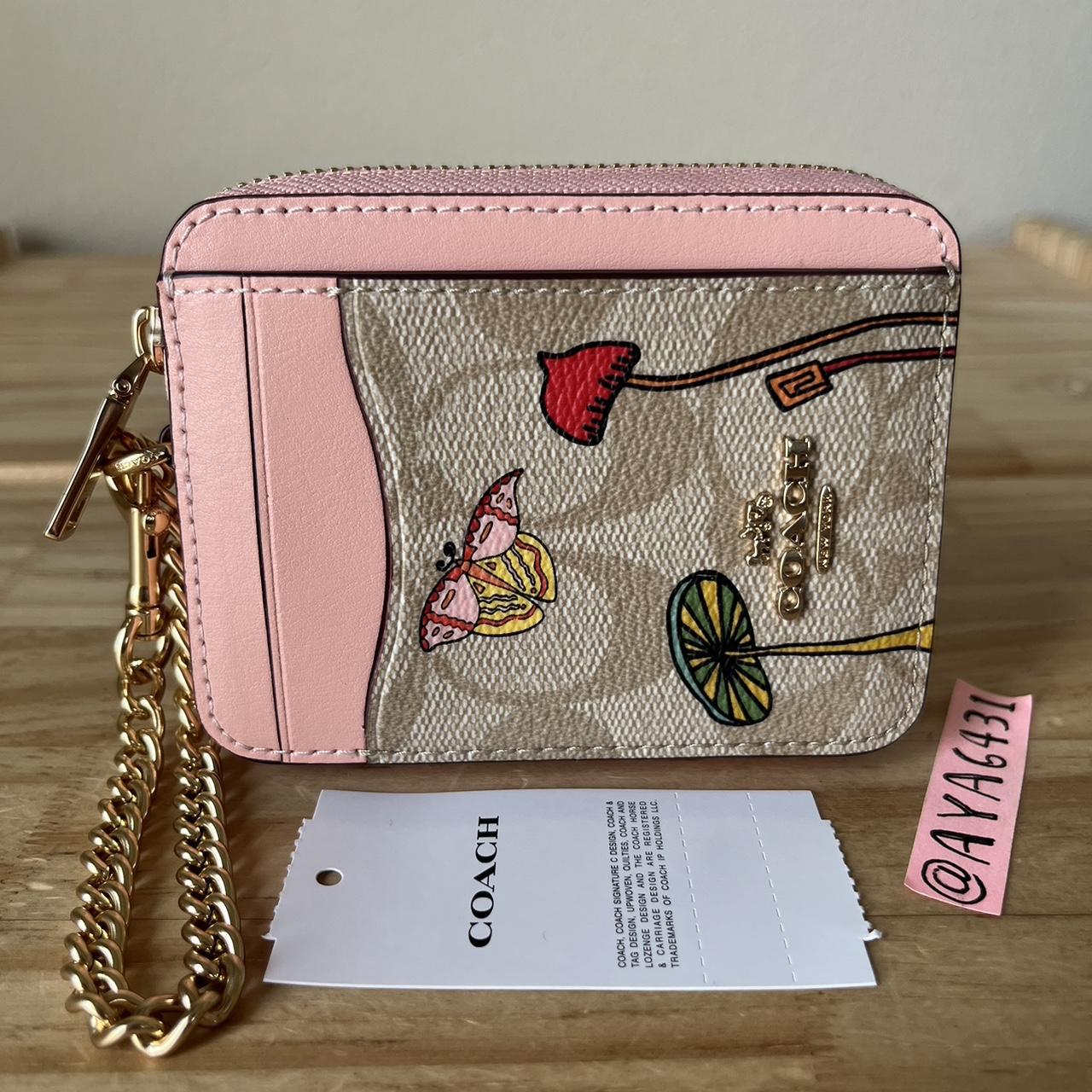 Snap Card Case Coach Outlet Butterfly Wallet Butterfly Coach Pink