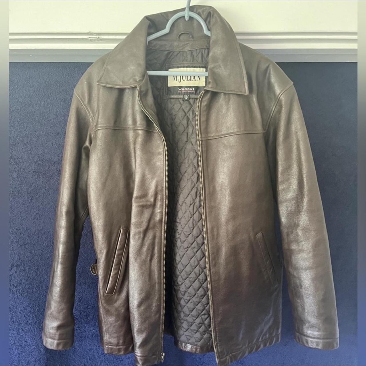 Wilson leather brown leather jacket. Repop. Zipper... - Depop