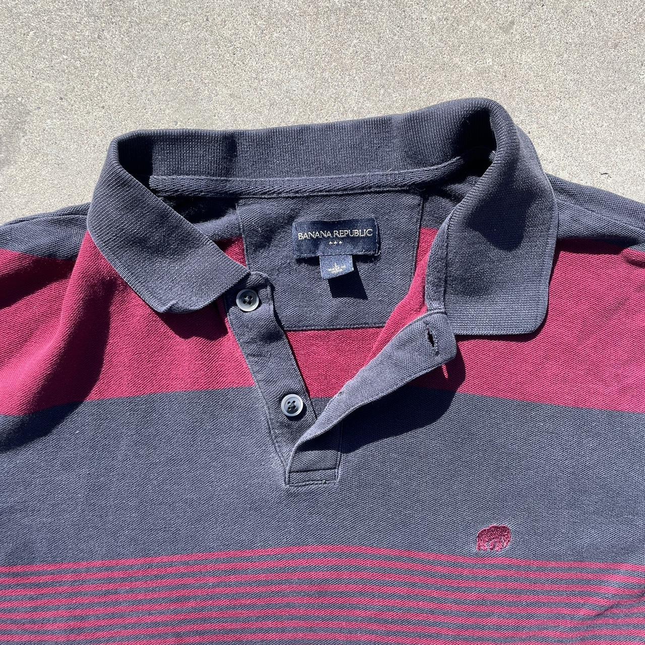 Banana Republic maroon and navy black polo Used Size... - Depop