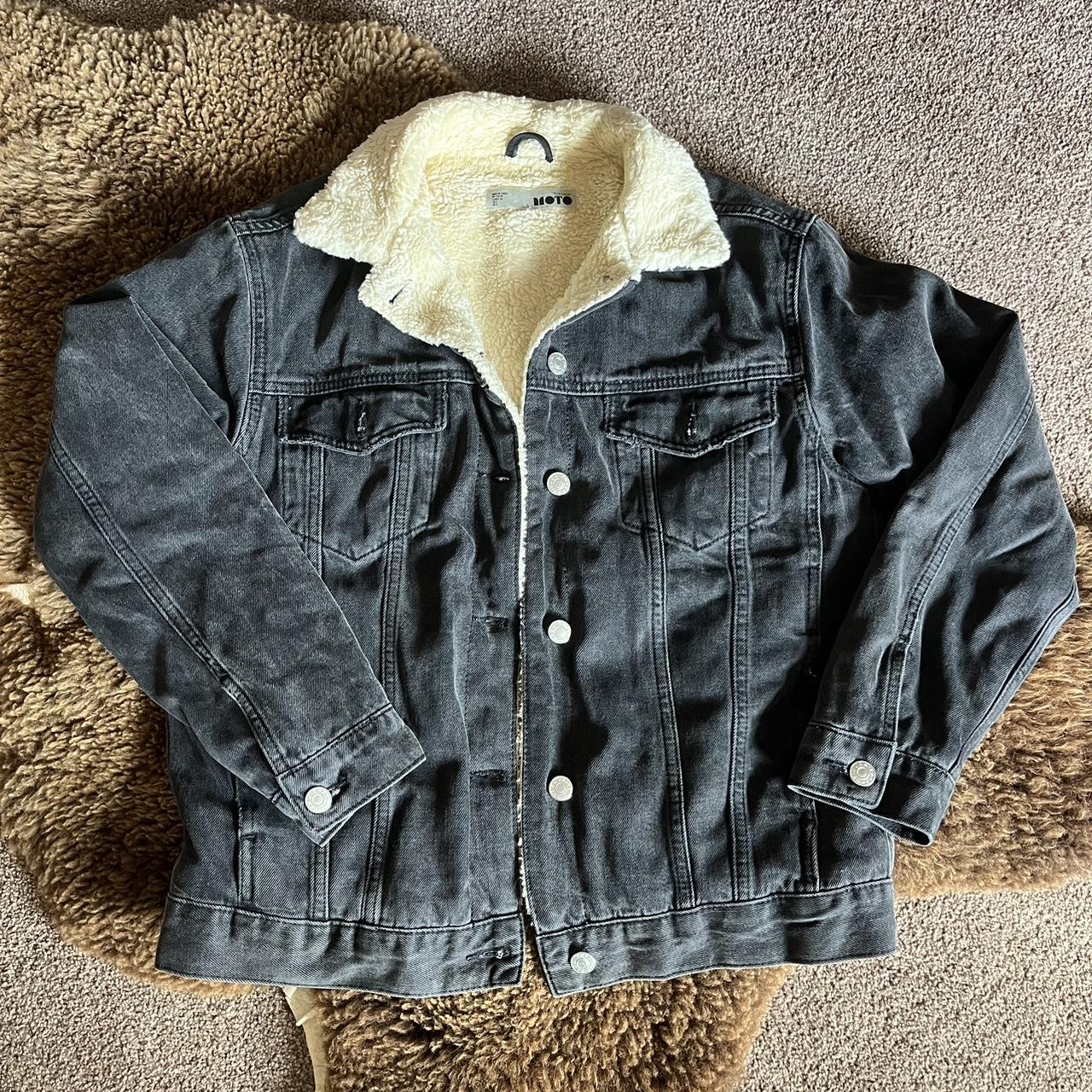 Fleece lined Denim Jacket. Washed Black. Would fit