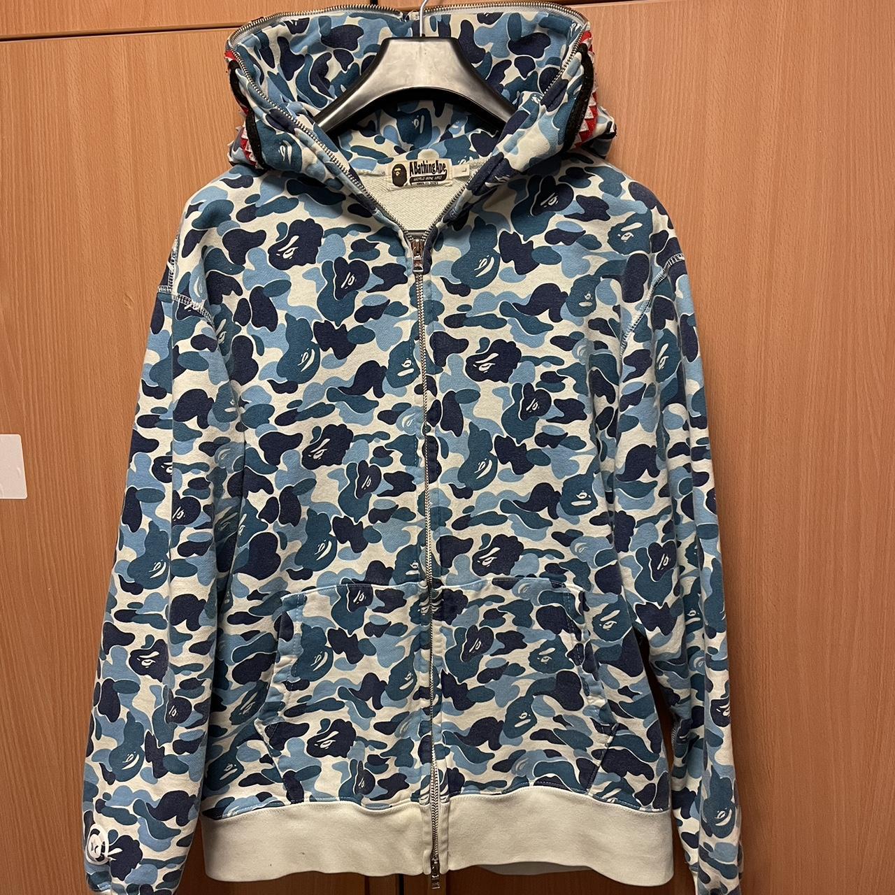 BAPE Men's Blue Hoodie | Depop