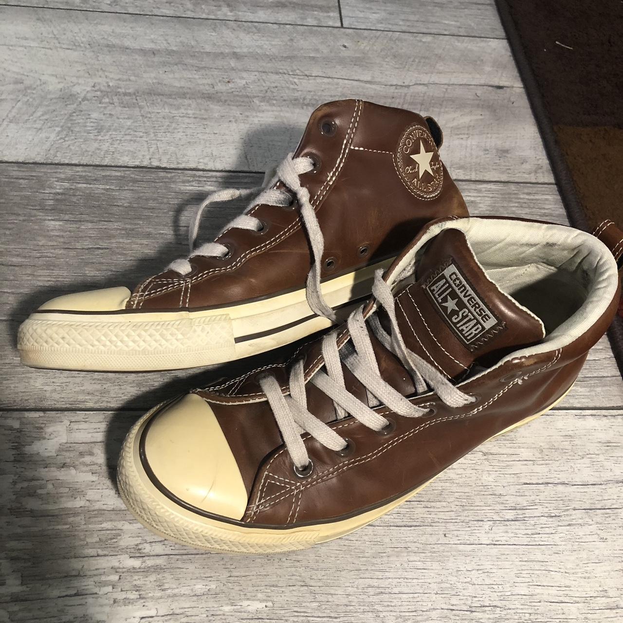 Brown leather converse shoes online