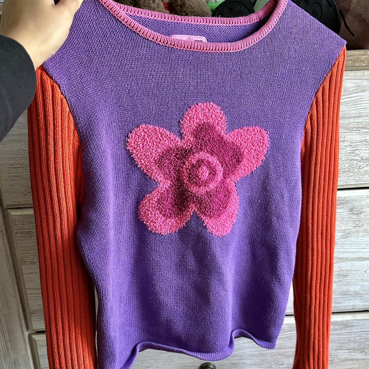 UNIF Purple&Pink/Orange sleeve knit sweater Depop