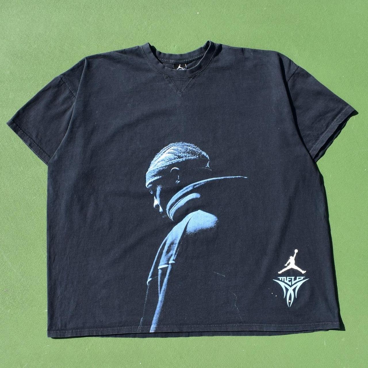 Jordan Men's Black and Blue Tshirt Depop