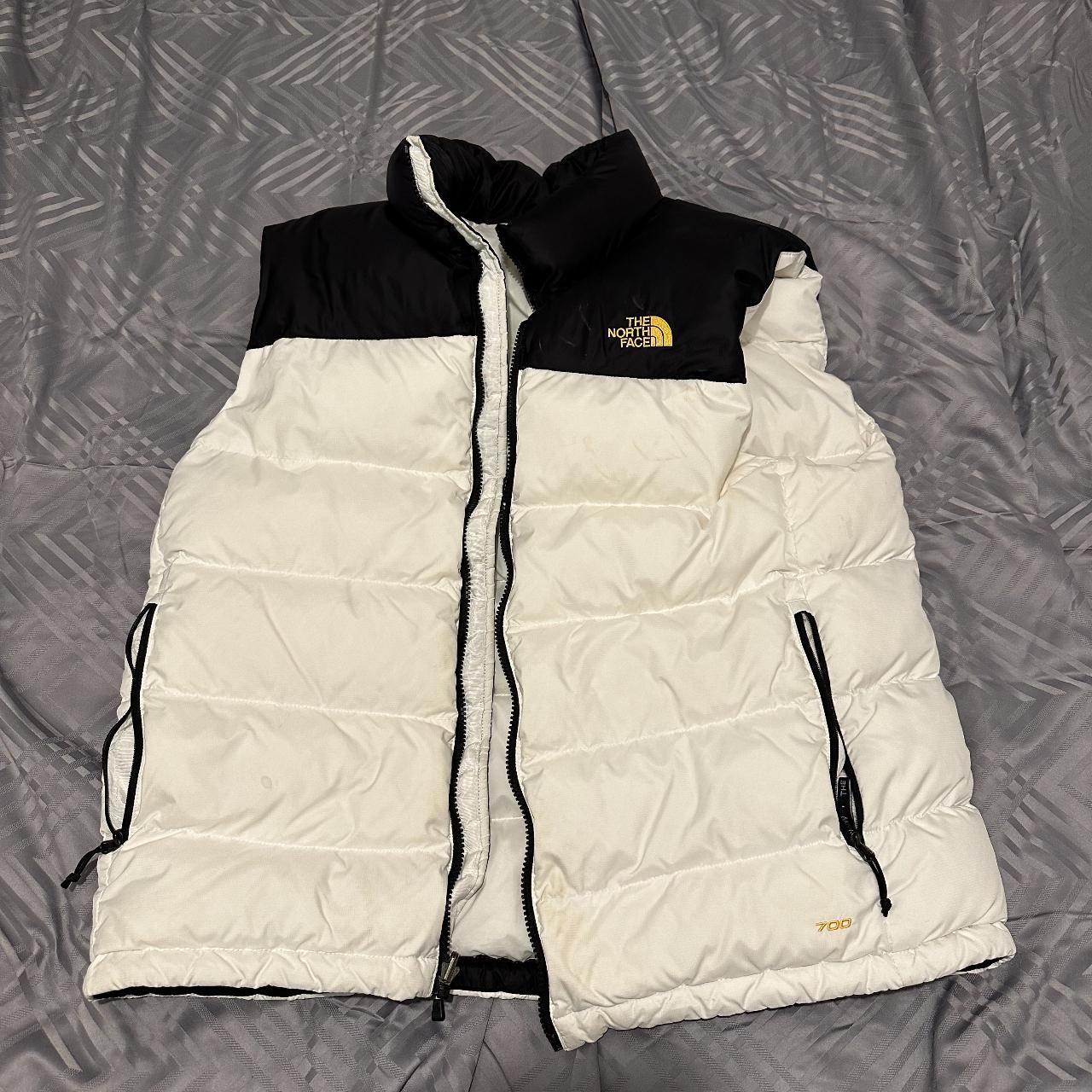 WHITE NORTH FACE GILLET - Small white marks just... - Depop