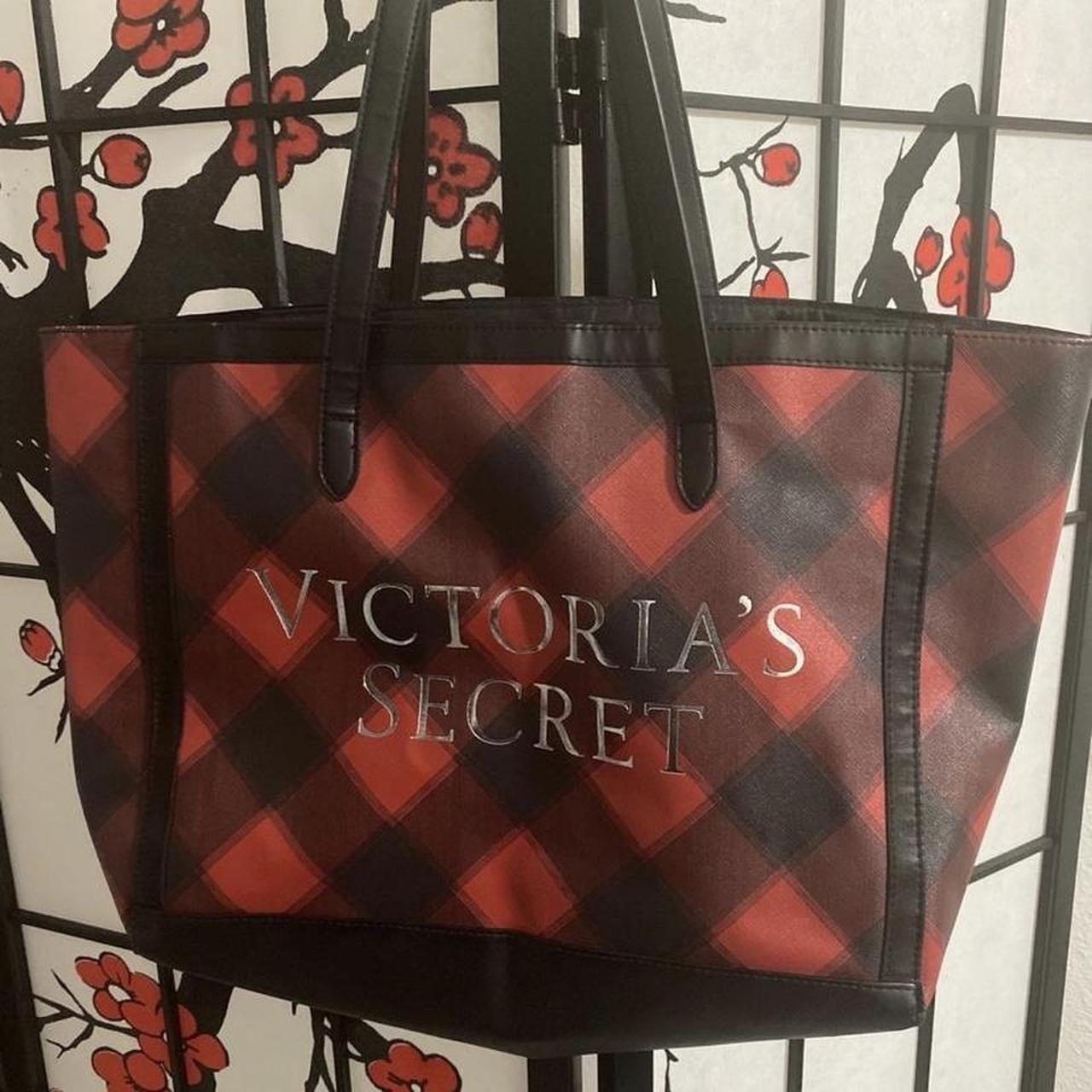 Black and Red Plaid Victoria s Secret Tote Purse Depop