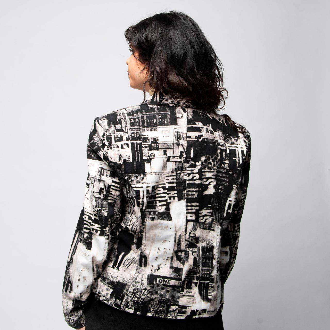 90s Newspaper Print Blazer Marked a vintage size... Depop