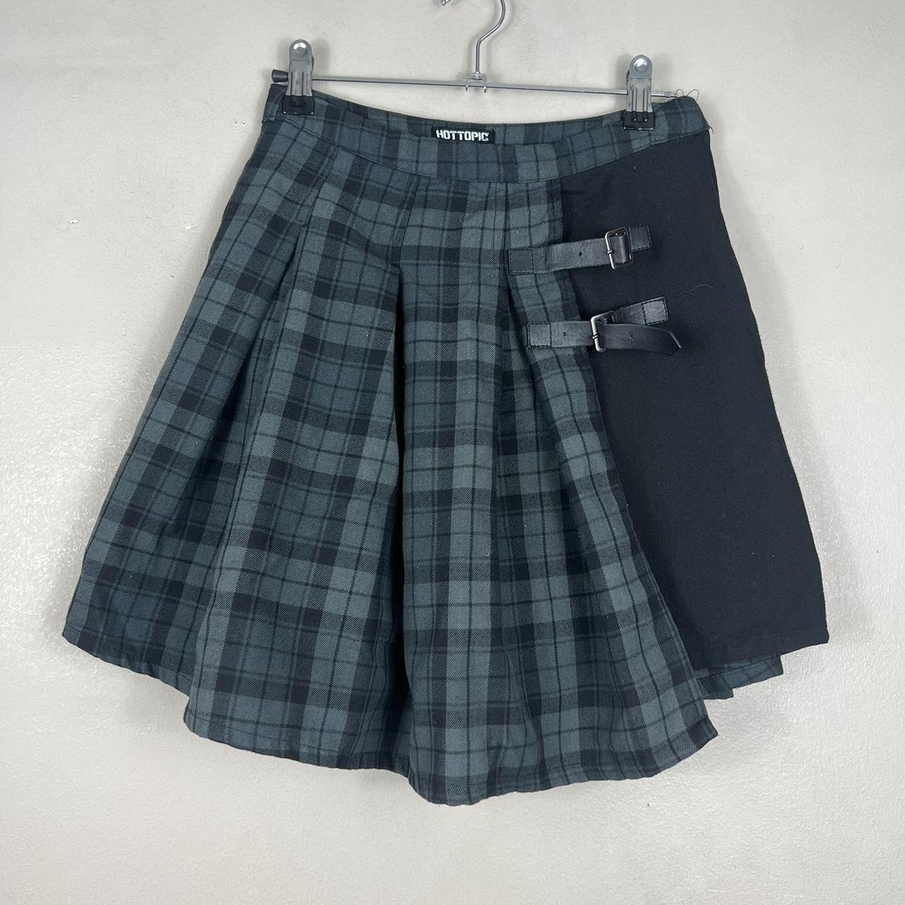 Skater Skirt Blue And Black Plaid Skirt Black/blue Plaid