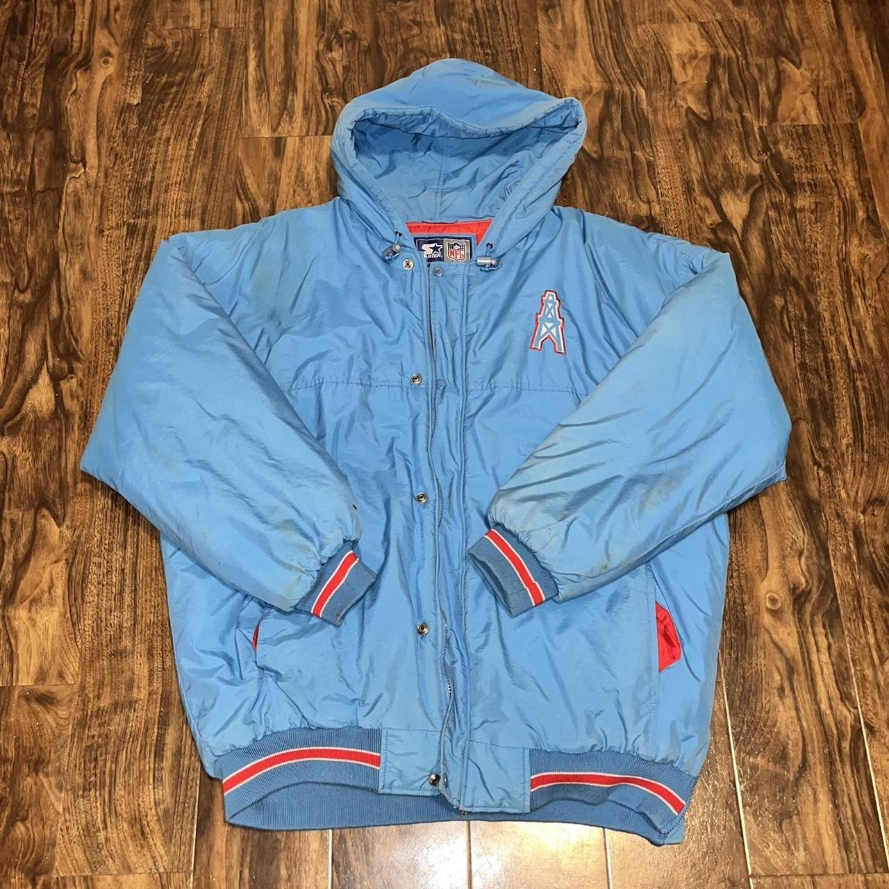 90s Houston Oilers Puffer Jacket Condition: Good - Depop