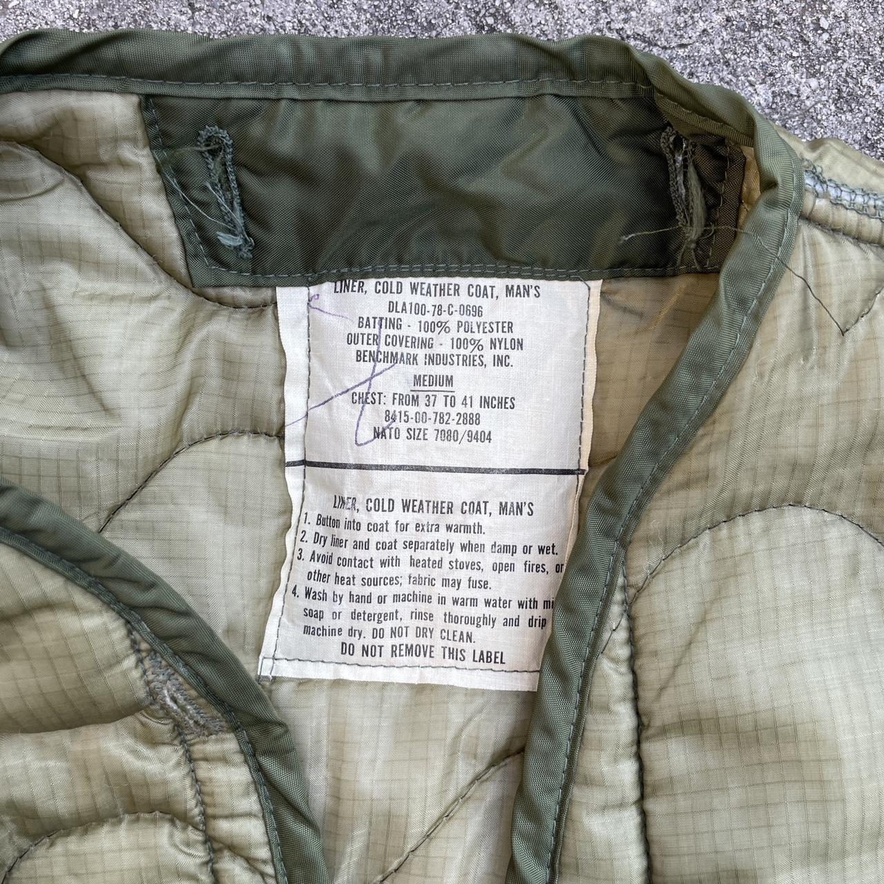 vintage military jacket liner vintage quilted green... - Depop