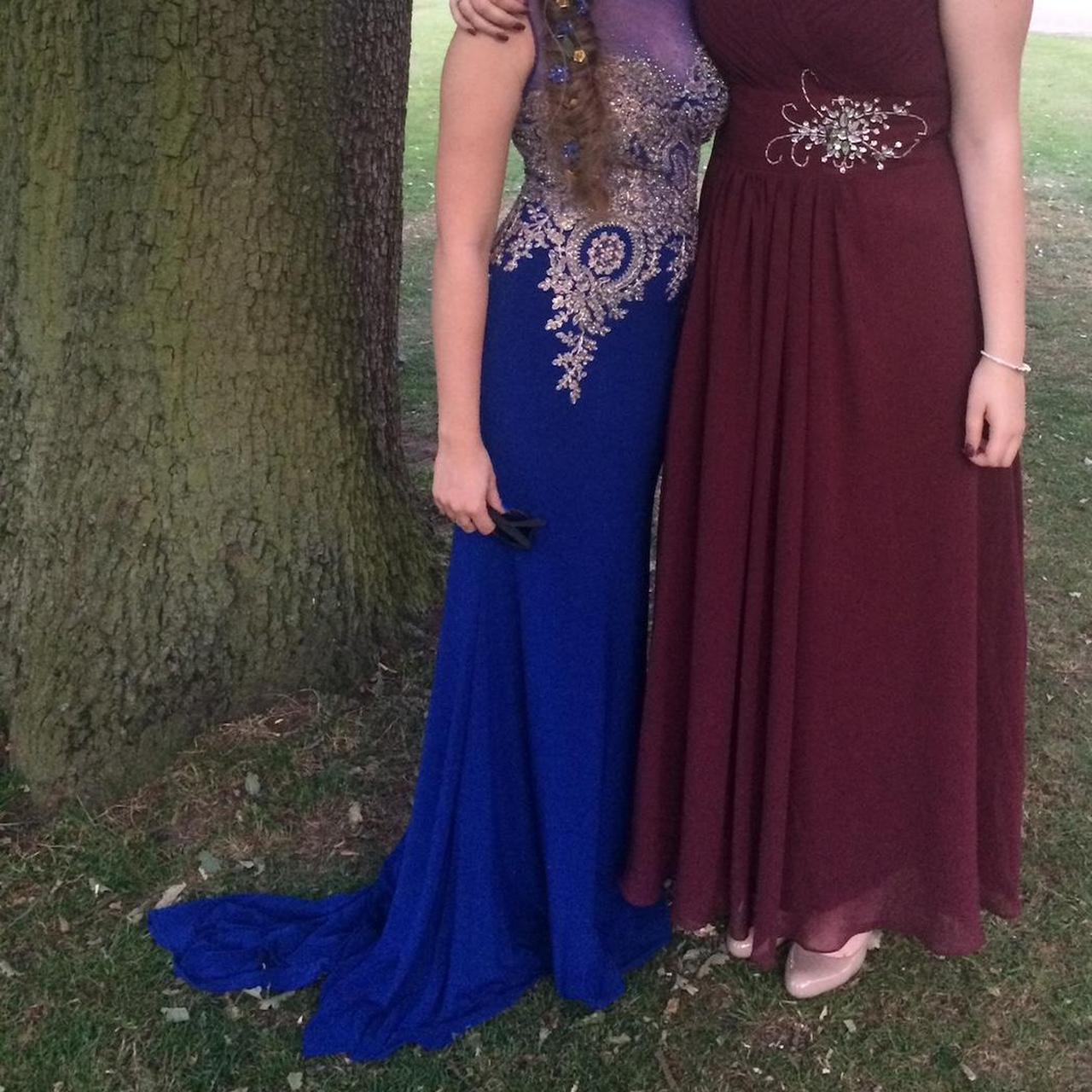 Royal Blue and gold prom dress - worn once.... - Depop