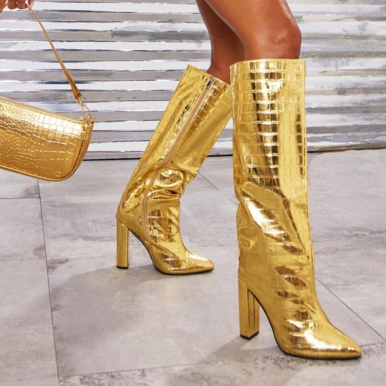 Gold croc online boots