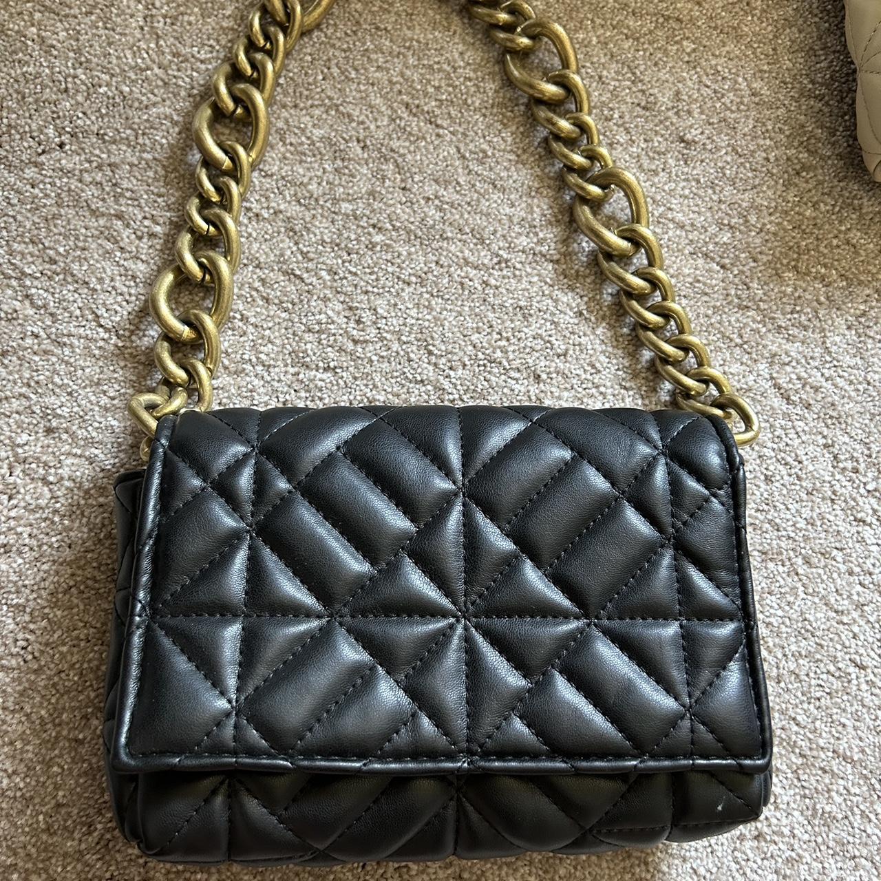 Zara Women's Black and Gold Bag | Depop