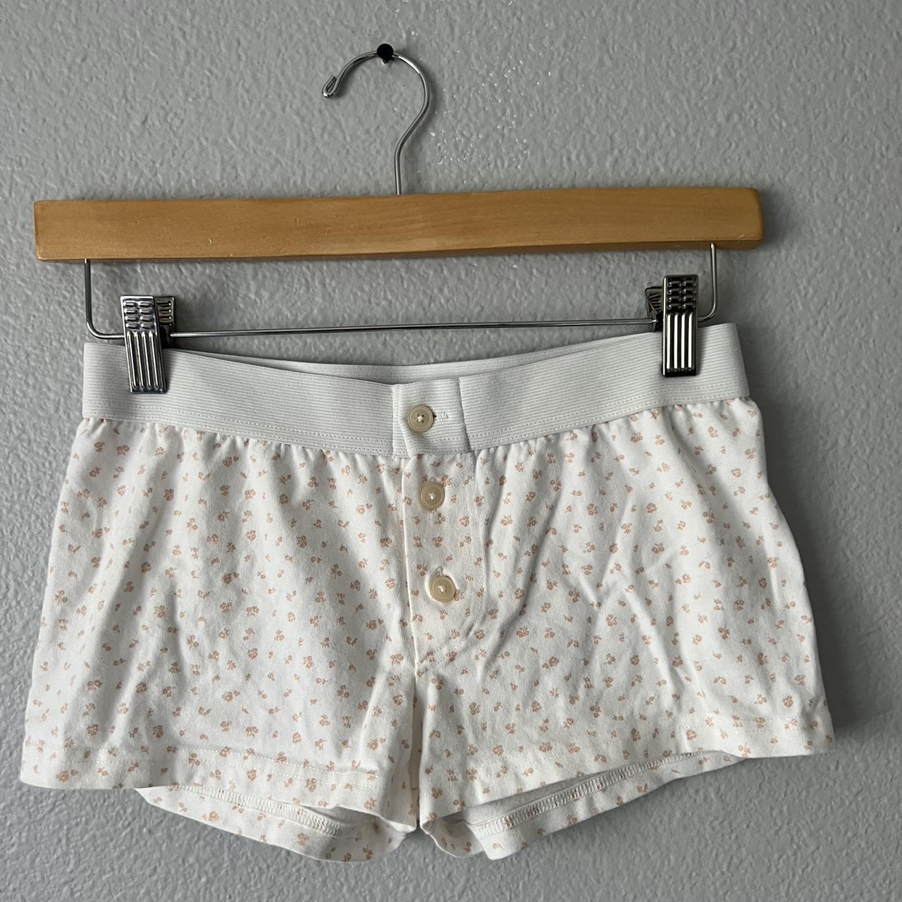 Brandy Melville Women's White and Pink Shorts