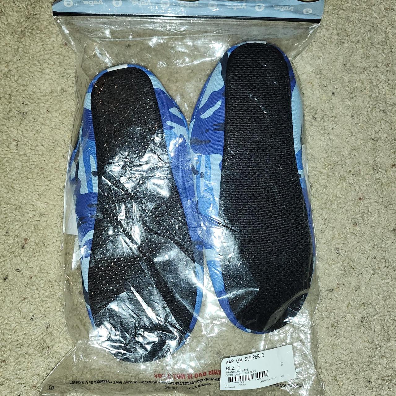 bape slippers. new and in package never worn. blue... - Depop