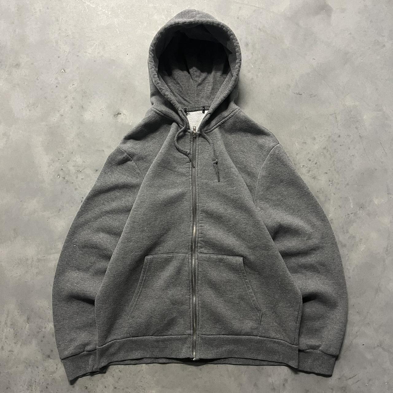 Vintage Y2K/2000s Grey Blank Essential Zip Up... - Depop