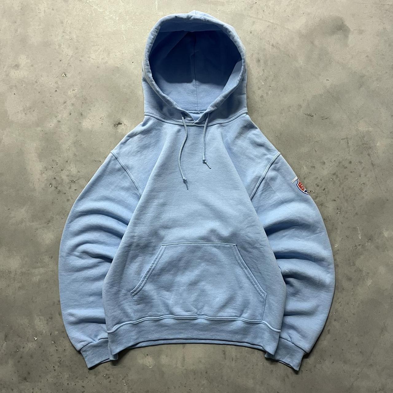 Supreme champion hotsell hoodie light blue