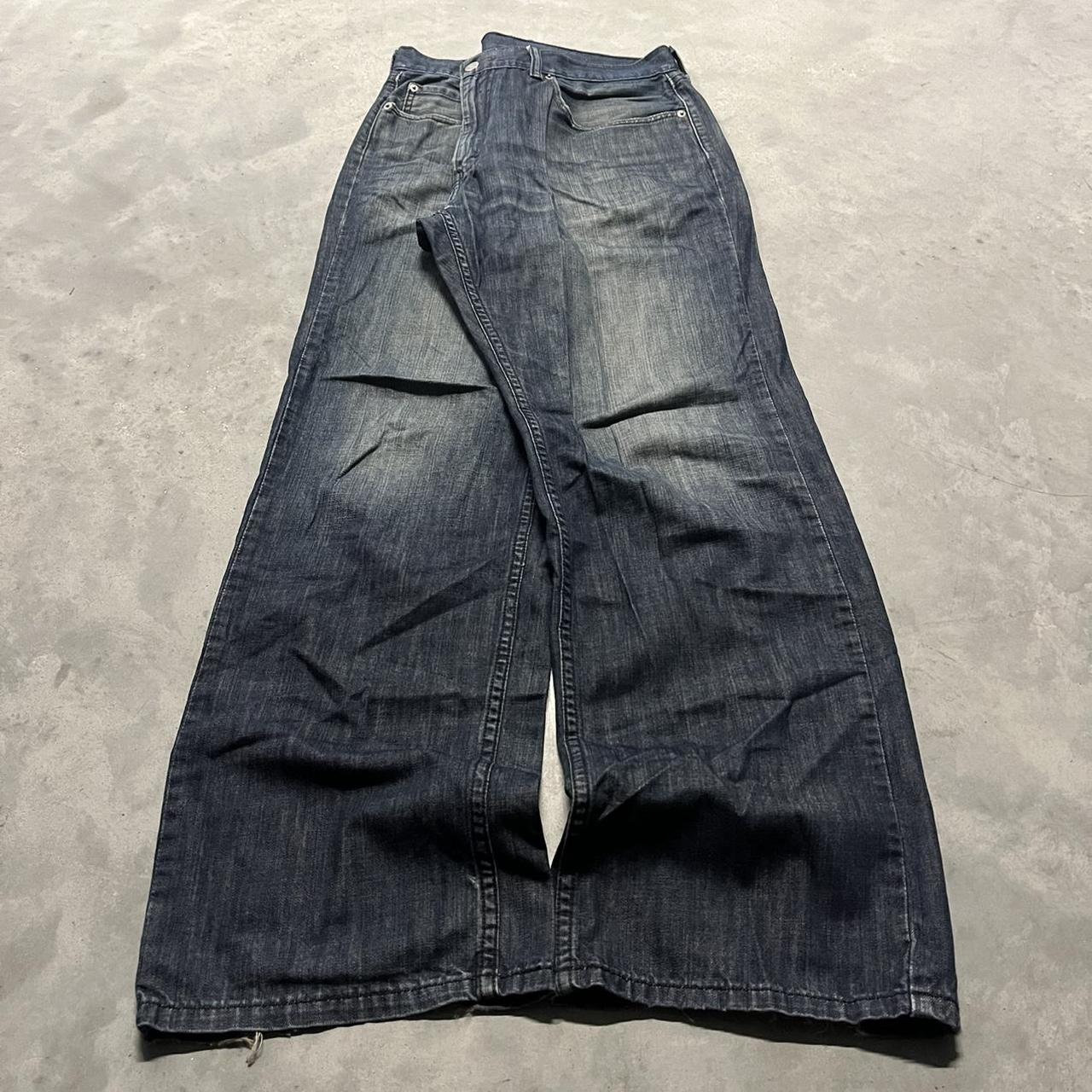 Vintage Y2K/200s Baggy Grunge Levi’s Dark Wash Denim... - Depop