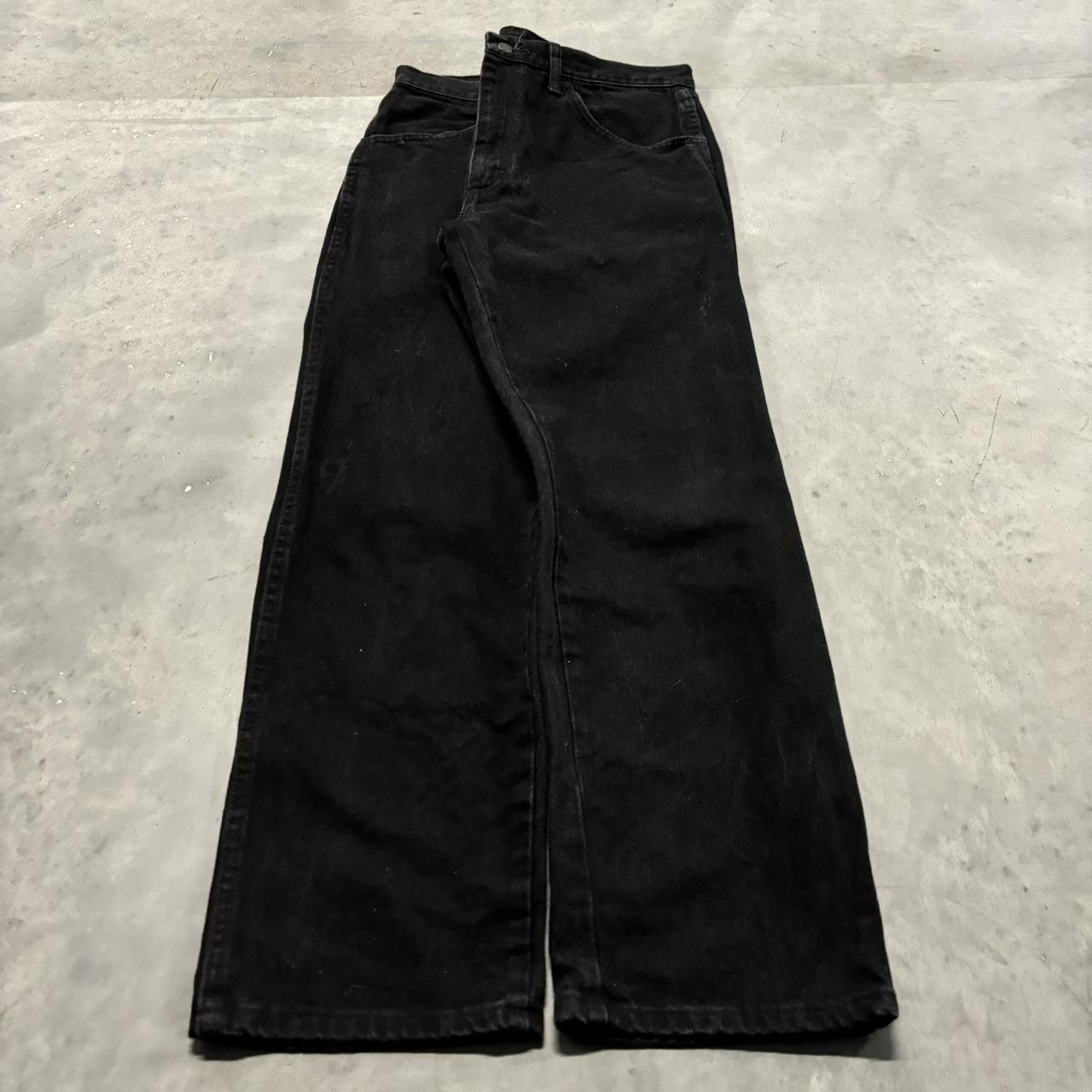 Vintage Y2K/2000s Grunge Solid Black Denim... - Depop