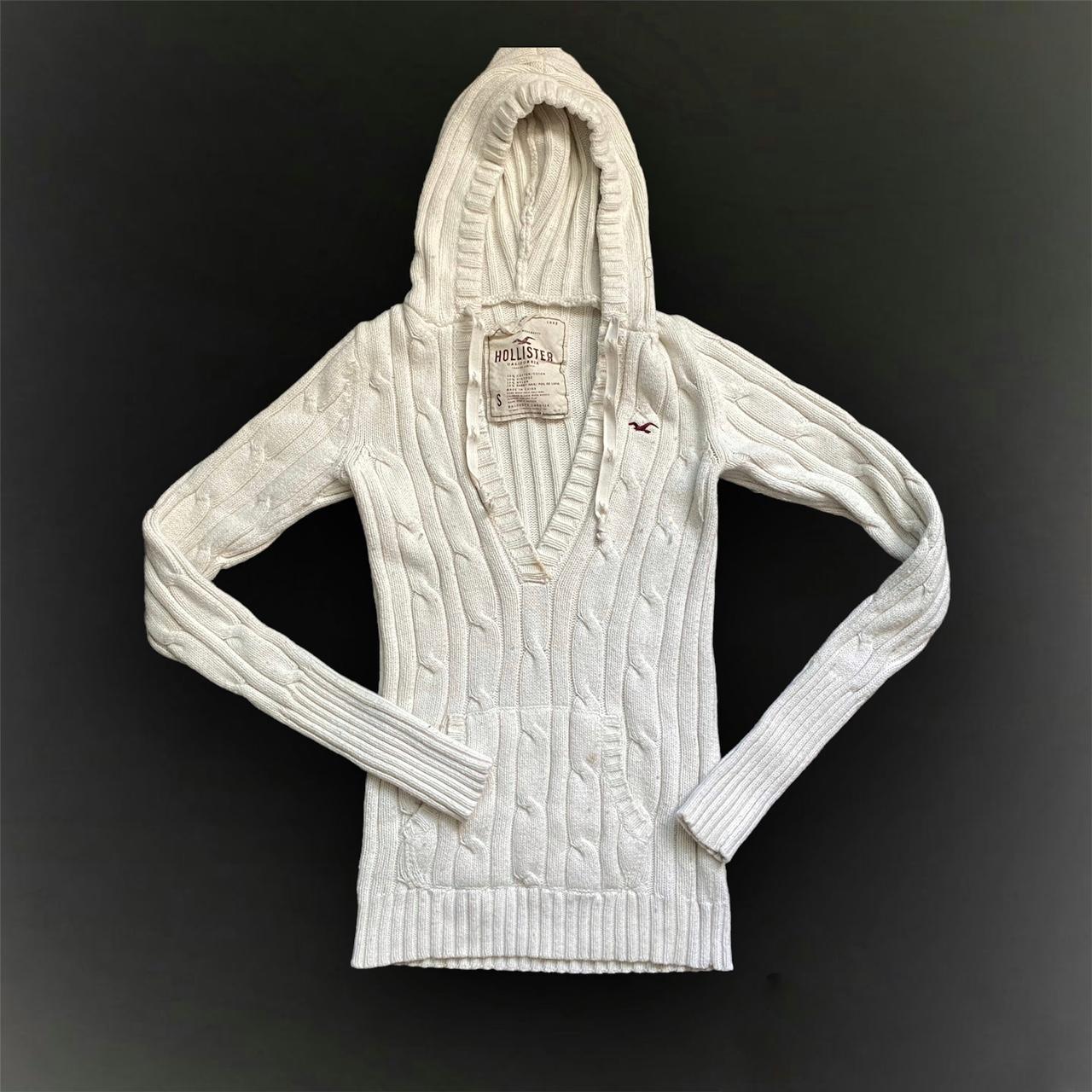 White Hollister Cable Knit Sweater