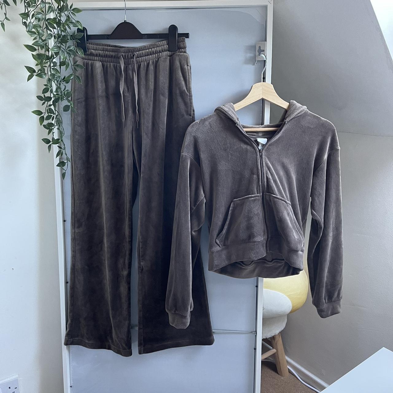 H&M velvet brown tracksuit. Both size S Cropped... Depop