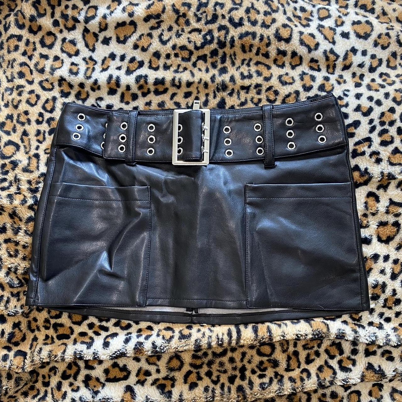 Current Mood Faux Leather Belt Skirt 🖤 Only Worn For Depop