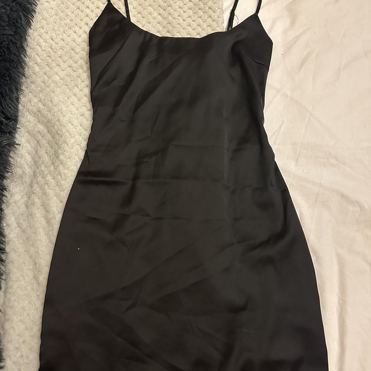 Oh Polly black satin mini dress Worn once, good... - Depop