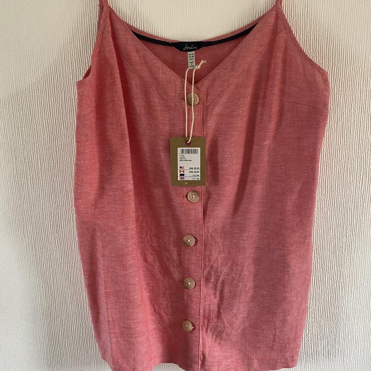 Joules linen blend button down blouse/strappy... Depop
