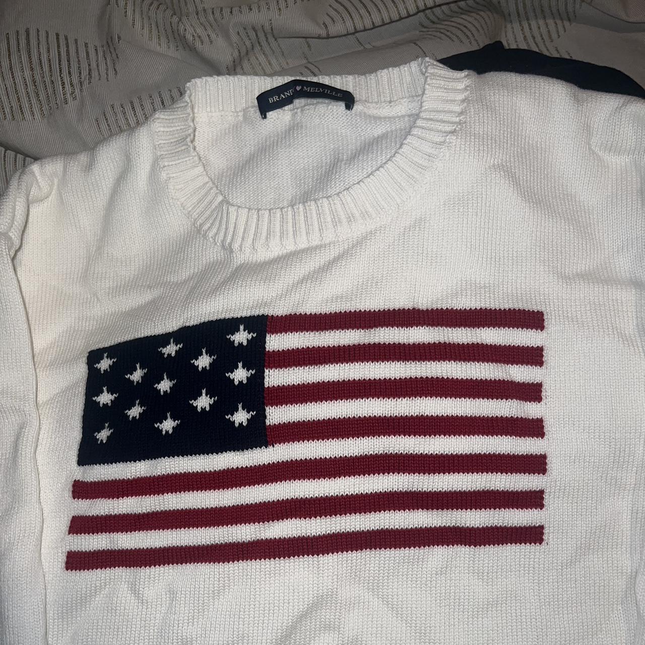 Brandy Melville white American Flag Sweater. Never... Depop