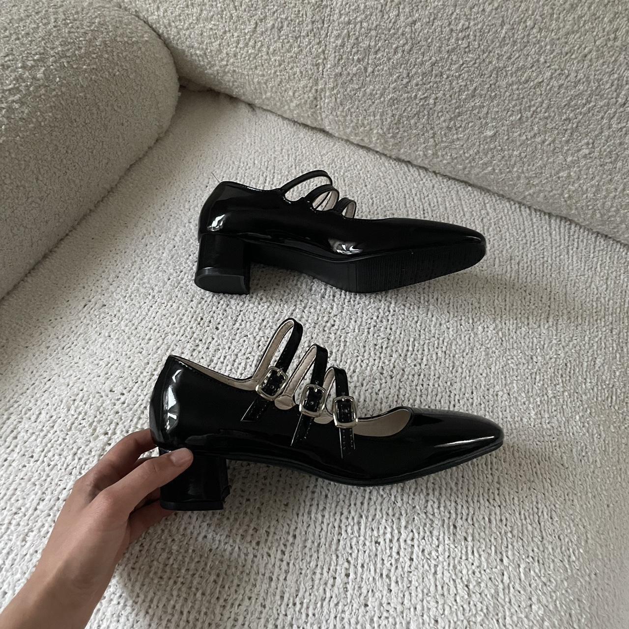 For Carlie Black strappy mary Janes shoes Light... - Depop