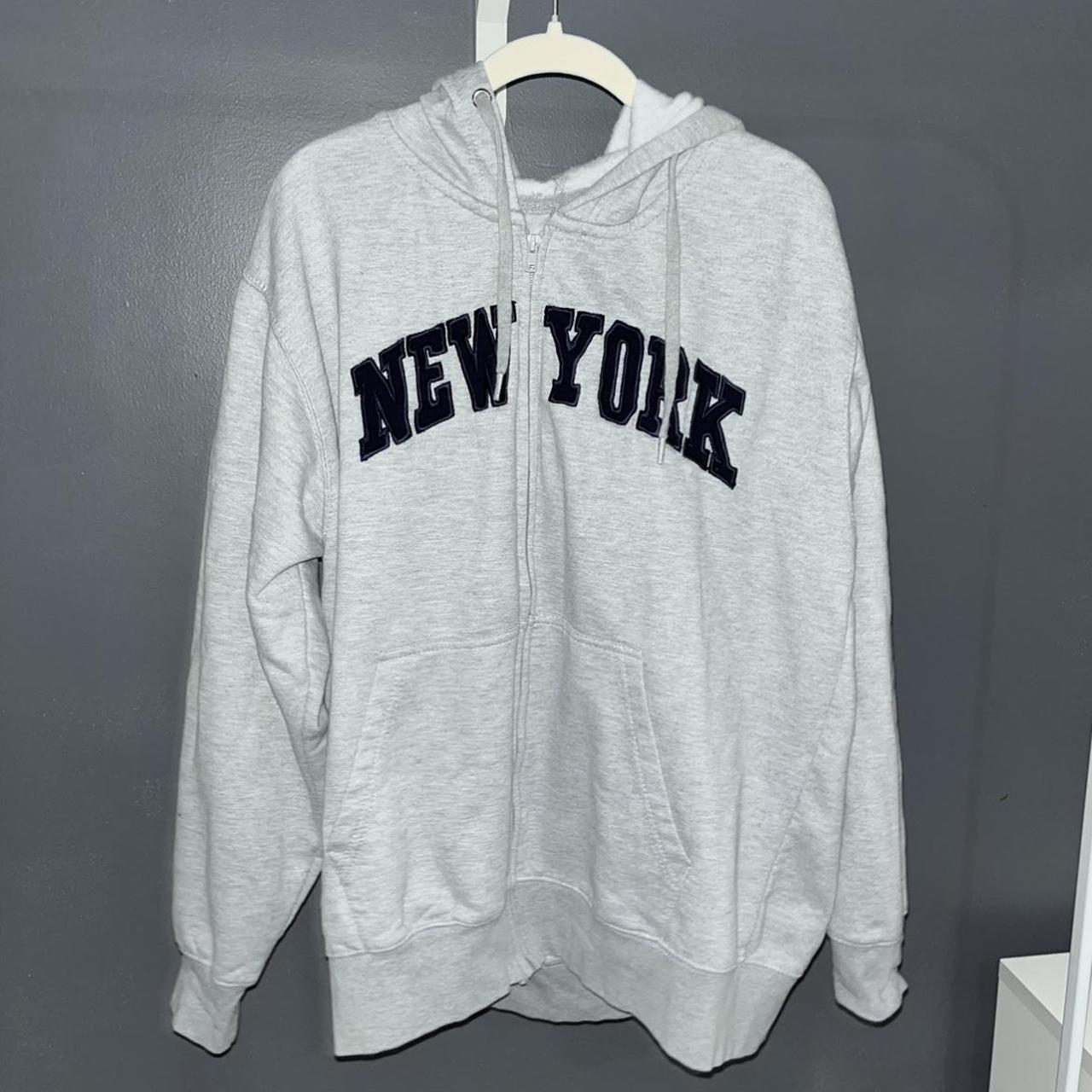 Grey Oversized “New York” Zip up Hoodie! -Super soft... - Depop