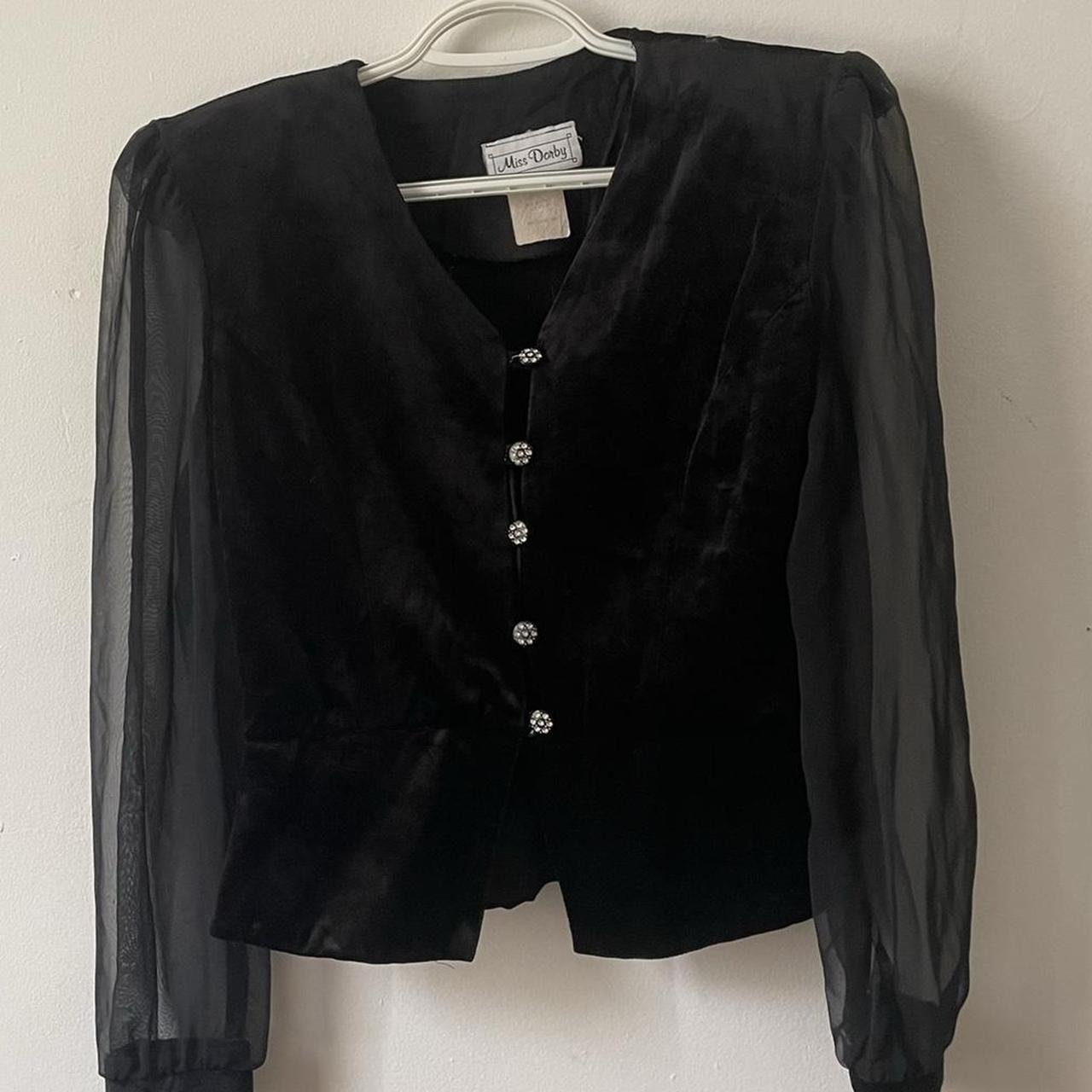 Vintage velvet and sheer blouse Vintage Miss Dorby... - Depop