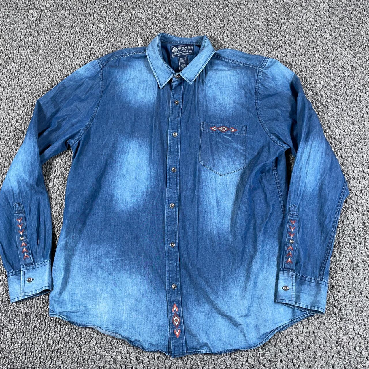 Southwestern embroidered denim shirt, American