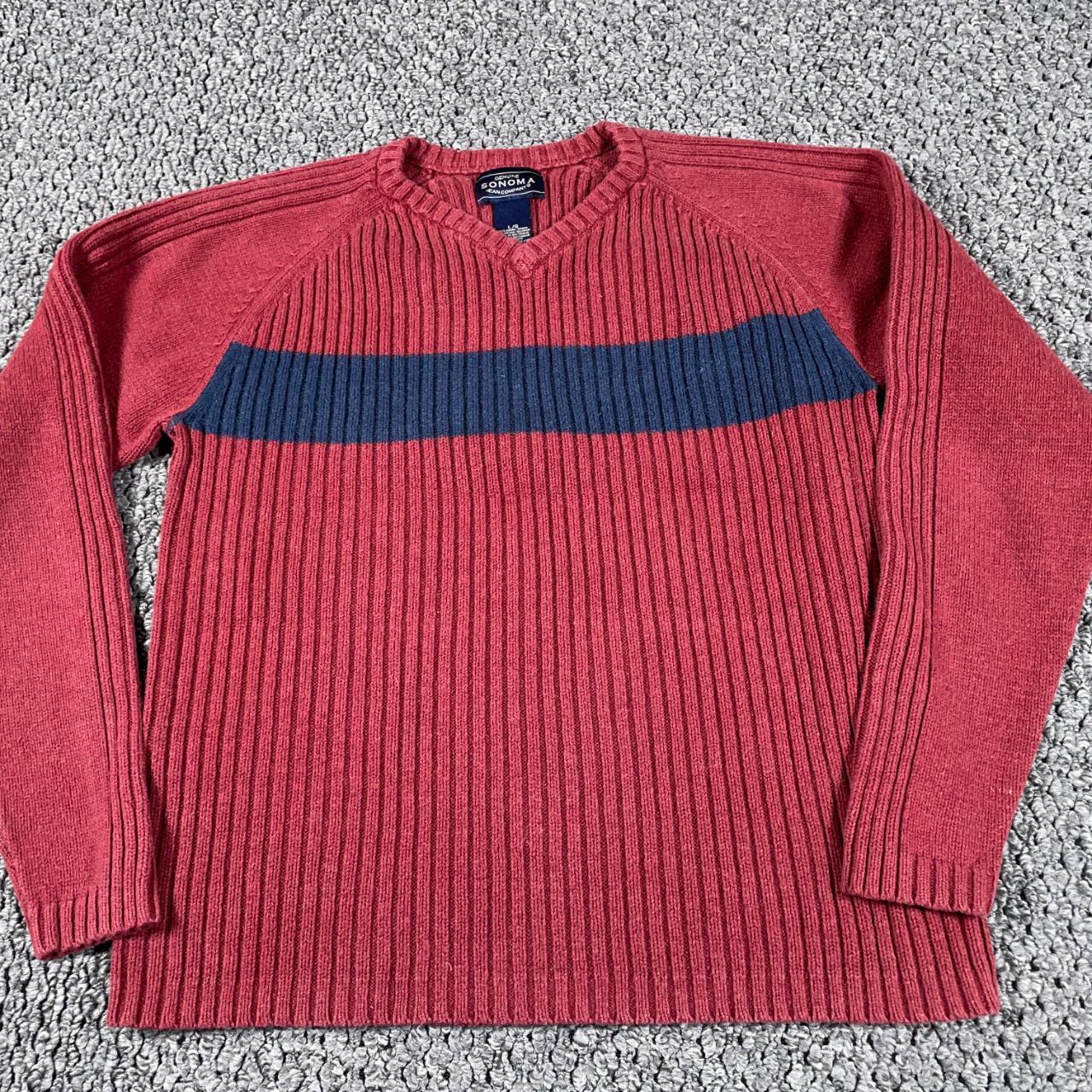 Y2K Ribbed Heavyweight V-Neck Sweater Sonoma Tag... - Depop