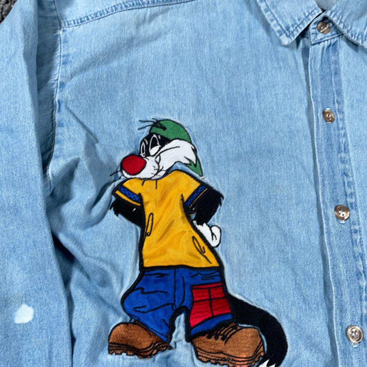 vintage Looney Tunes Sylvester embroidered denim... - Depop